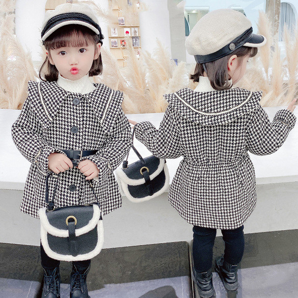 Laste ruuduline nööpidega mantel tüdrukutele