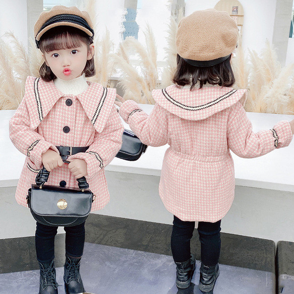 Laste ruuduline nööpidega mantel tüdrukutele