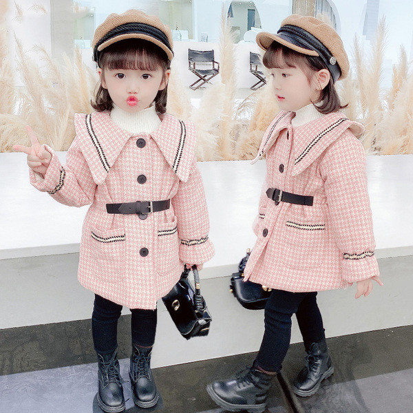 Laste ruuduline nööpidega mantel tüdrukutele