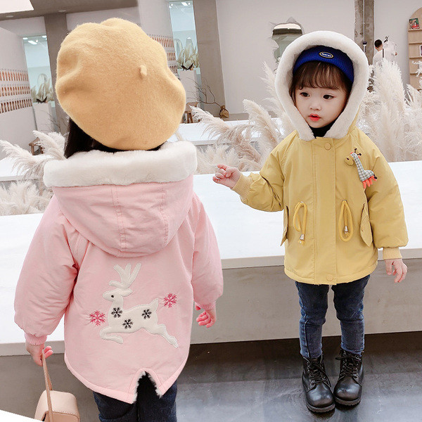 Moodne tikandi ja kapuutsiga laste jope tüdrukutele