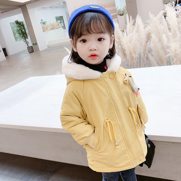 Moodne tikandi ja kapuutsiga laste jope tüdrukutele