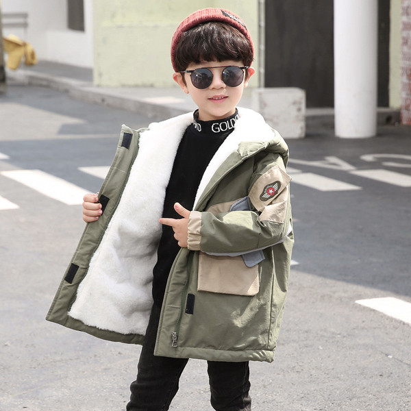 Pehme voodri ja kapuutsiga laste jope poistele