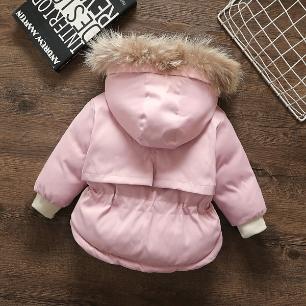 Uus mudel kapuutsiga ja udusulega laste jope