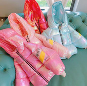 Laste talvejope tüüpi soojem läikiva efektiga ja lukuga