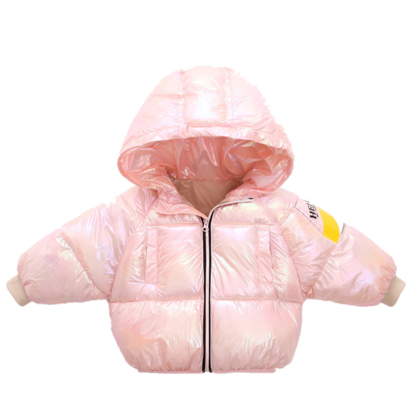 Laste talvejope tüüpi soojem läikiva efektiga ja lukuga