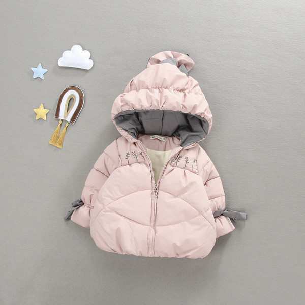 Kapuutsiga ja tikandiga igapäevane laste jope tüdrukutele