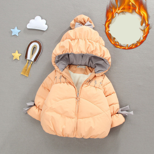 Kapuutsiga ja tikandiga igapäevane laste jope tüdrukutele