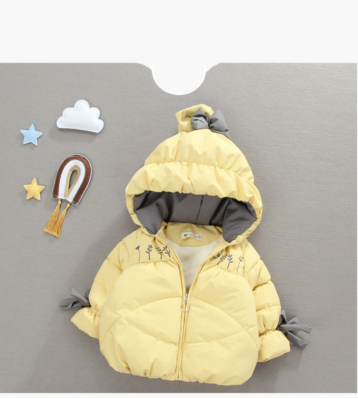 Kapuutsiga ja tikandiga igapäevane laste jope tüdrukutele