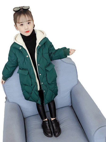 Παιδικό μακρύ χειμερινό μπουφάν για κορίτσια με κουκούλα