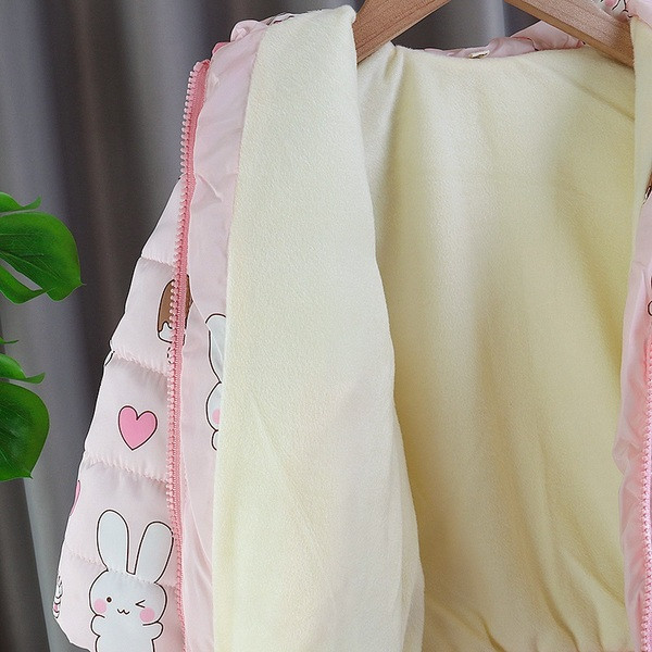 Νέο μοντέλο παιδικού μπουφάν με κουκούλα και απλικέ λαγουδάκι