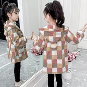 Värviline kapuutsi ja nööpidega laste jope tüdrukutele