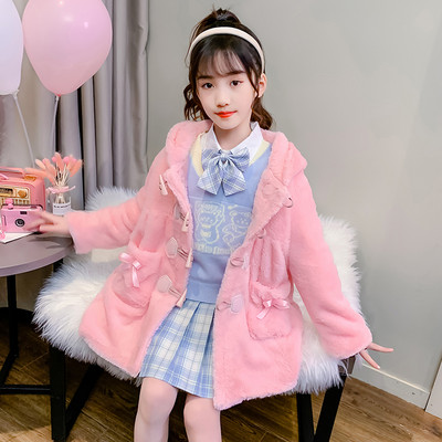 Taskute ja kapuutsiga laste sulejope tüdrukutele