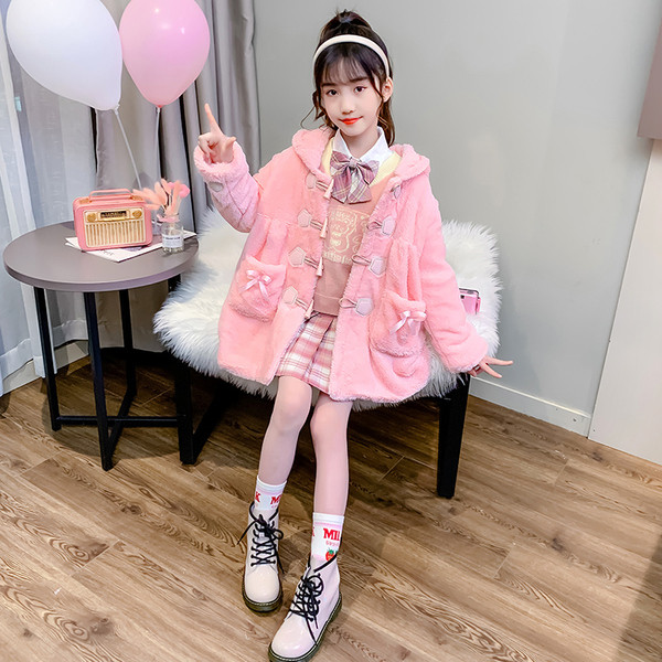 Taskute ja kapuutsiga laste sulejope tüdrukutele