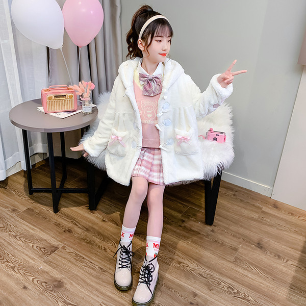 Taskute ja kapuutsiga laste sulejope tüdrukutele