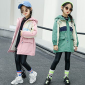 Kapuutsiga ja pehme voodriga laste vabaaja jope tüdrukutele