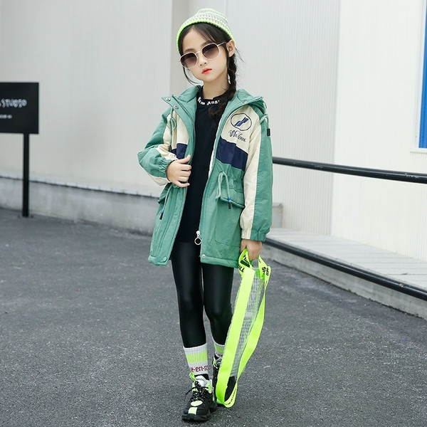 Kapuutsiga ja pehme voodriga laste vabaaja jope tüdrukutele