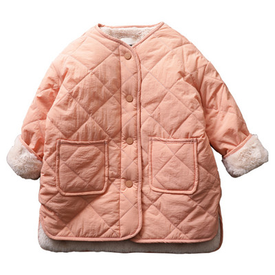 Sügisene ovaalse krae ja nööpidega laste jope tüdrukutele