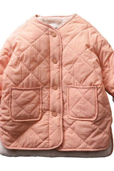 Sügisene ovaalse krae ja nööpidega laste jope tüdrukutele