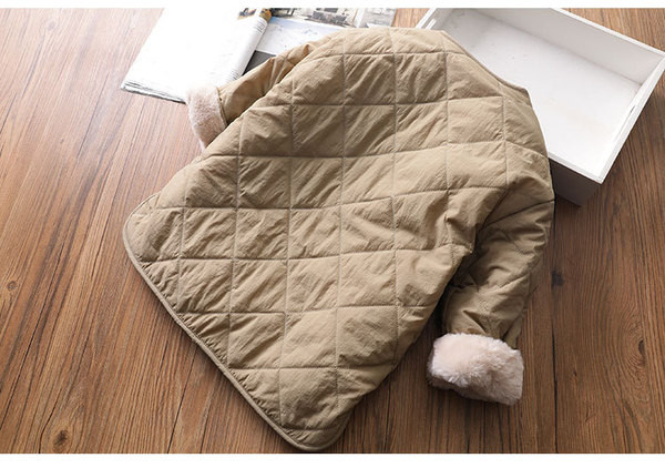 Sügisene ovaalse krae ja nööpidega laste jope tüdrukutele