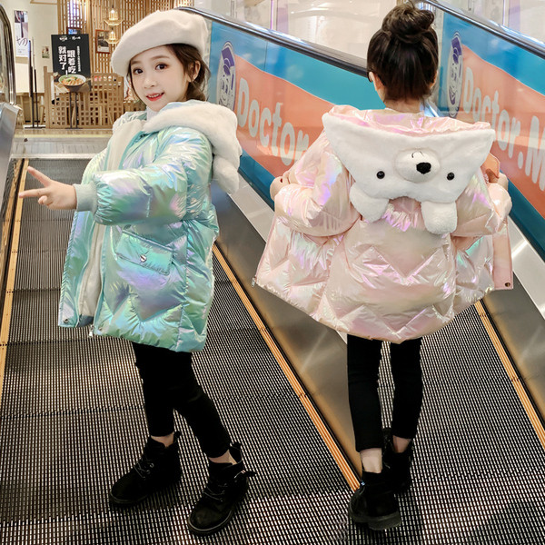 Καθημερινό παιδικό χειμερινό μπουφάν με τρισδιάστατο στοιχείο για κορίτσια