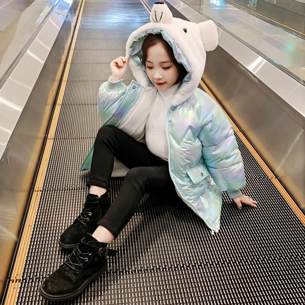 Καθημερινό παιδικό χειμερινό μπουφάν με τρισδιάστατο στοιχείο για κορίτσια