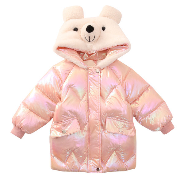 Καθημερινό παιδικό χειμερινό μπουφάν με τρισδιάστατο στοιχείο για κορίτσια