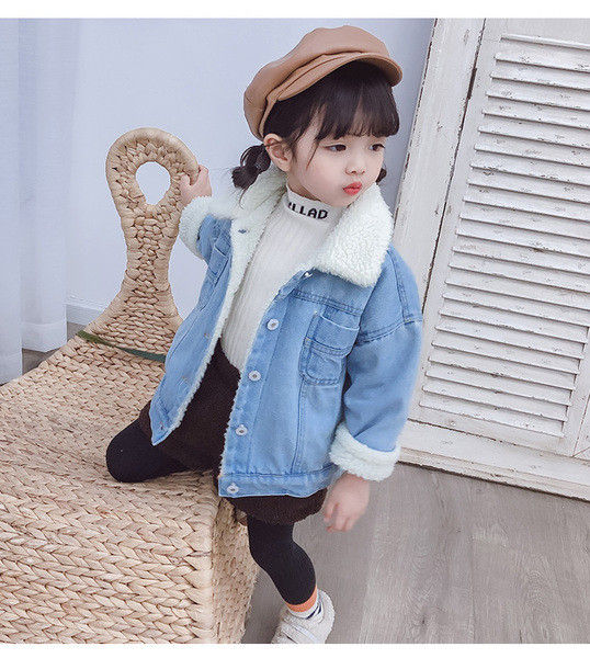 Sooja voodri ja nööpidega teksajakk tüdrukutele