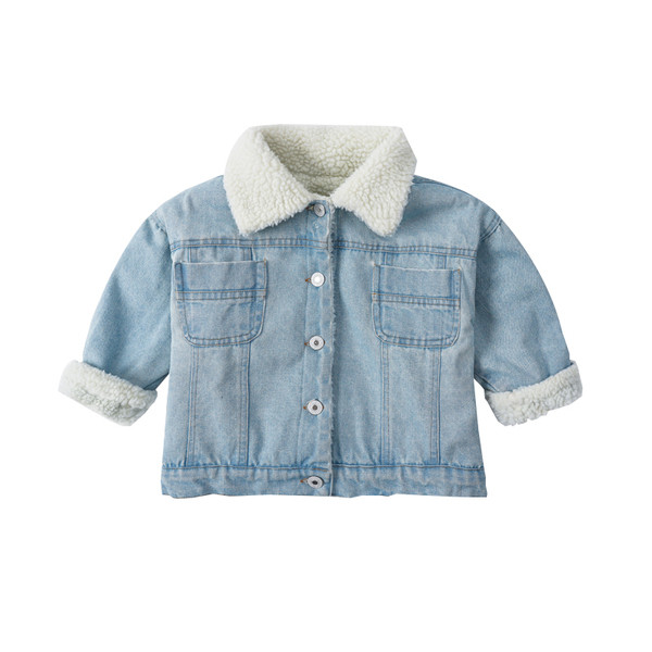 Sooja voodri ja nööpidega teksajakk tüdrukutele