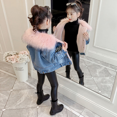 Pehme voodriga laste sügis-talvine teksajakk