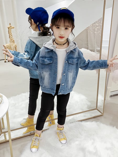 Sügisene laste kapuutsiga teksajakk