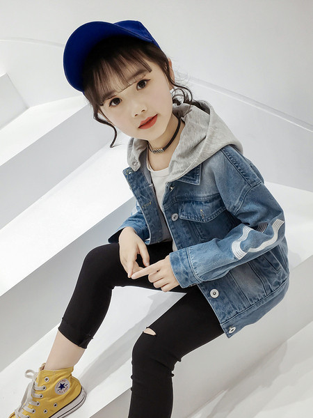 Sügisene laste kapuutsiga teksajakk