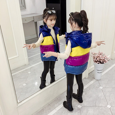 Moodne laste värviline kapuutsiga vest