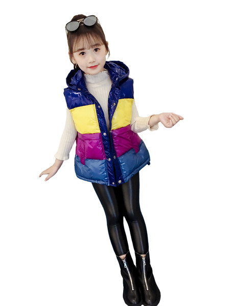 Moodne laste värviline kapuutsiga vest