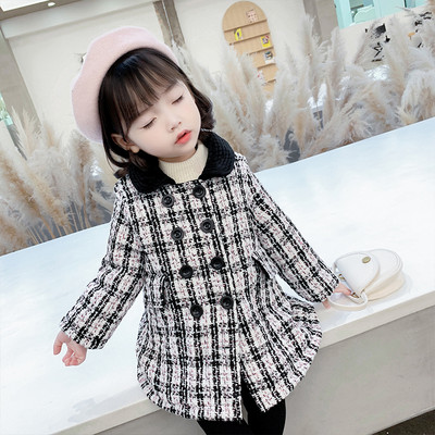 Παιδικό παλτό καρό με κουμπιά για κορίτσια