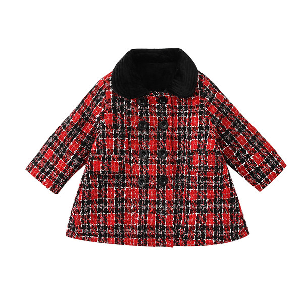Παιδικό παλτό καρό με κουμπιά για κορίτσια