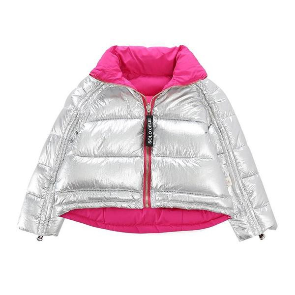 Dječja jakna na dvostruko kopčanje s patentnim zatvaračem za djevojčice