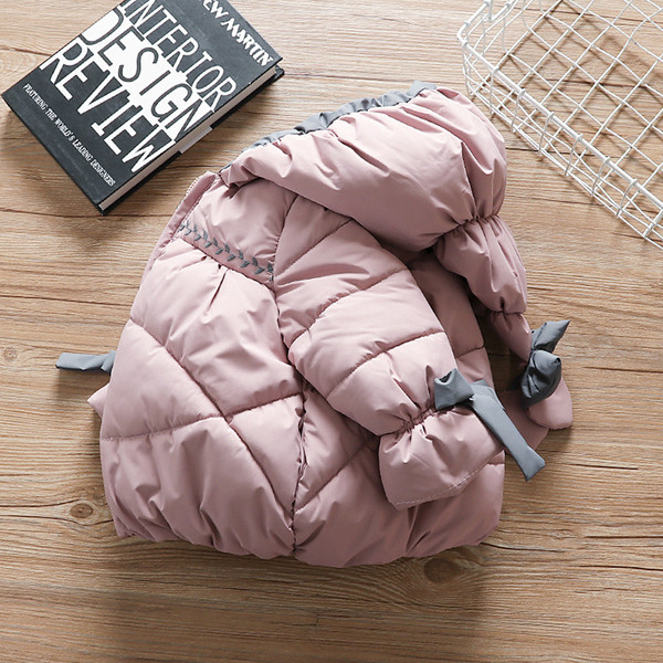 Uus mudel laste jope - tüdrukutele kapuutsiga ja paelaga