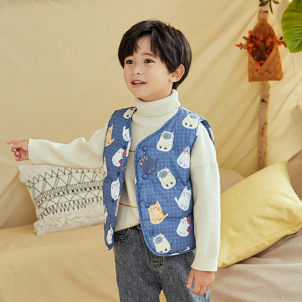 Παιδικό γιλέκο για αγόρια ή κορίτσια με κουμπιά και χρωματιστό μοτίβο