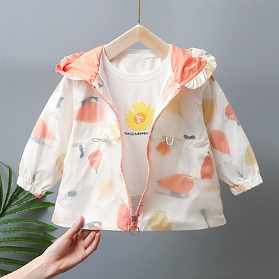 Uue mudeli sügisene laste jope tüdrukutele - kapuutsiga