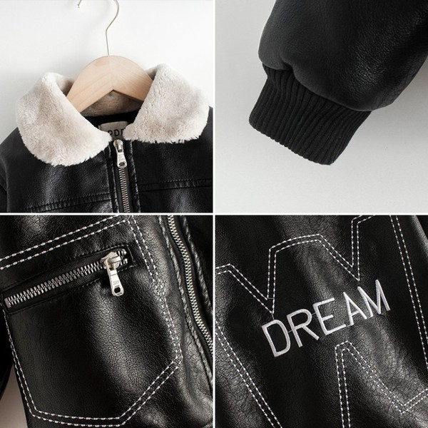 Pehme voodri ja taskutega laste nahktagi poistele