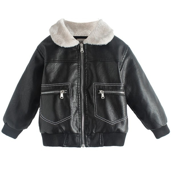 Pehme voodri ja taskutega laste nahktagi poistele