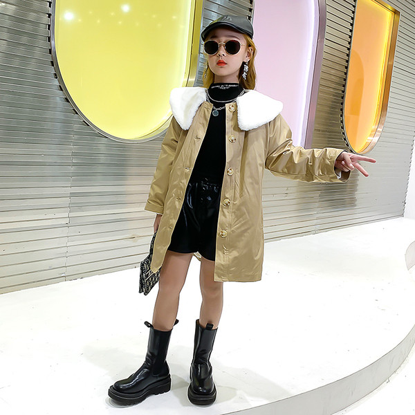 Γυναικείο παλτό με κουμπιά και μαλακή επένδυση - μακρύ μοντέλο