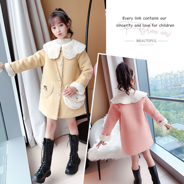 Pehme voodri ja taskuga lastemantel tüdrukutele