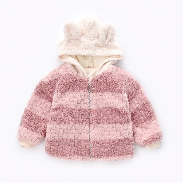 Lukuga ja kapuutsiga kohev lastejope tüdrukutele