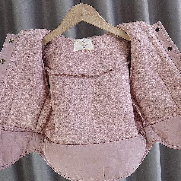 Uus mudel roosat värvi taskutega laste sulejope