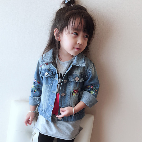 Παιδικό τζιν μπουφάν για κορίτσια με κέντημα