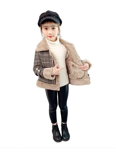 Pehme voodriga ruuduline lastemantel