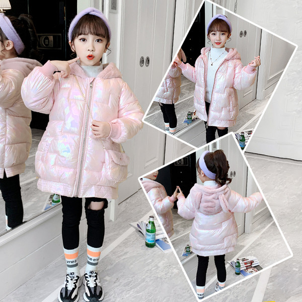 3D elemendi ja lukuga laste jope tüdrukutele