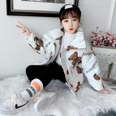 Kaasaegne laste jope tüdrukutele lai mudel trükiga