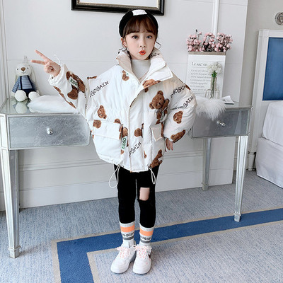 Kaasaegne laste jope tüdrukutele lai mudel trükiga